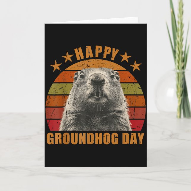 Glad Groundhog Day 2025 Dekorationer Humoristisk R Kort (Framsida)