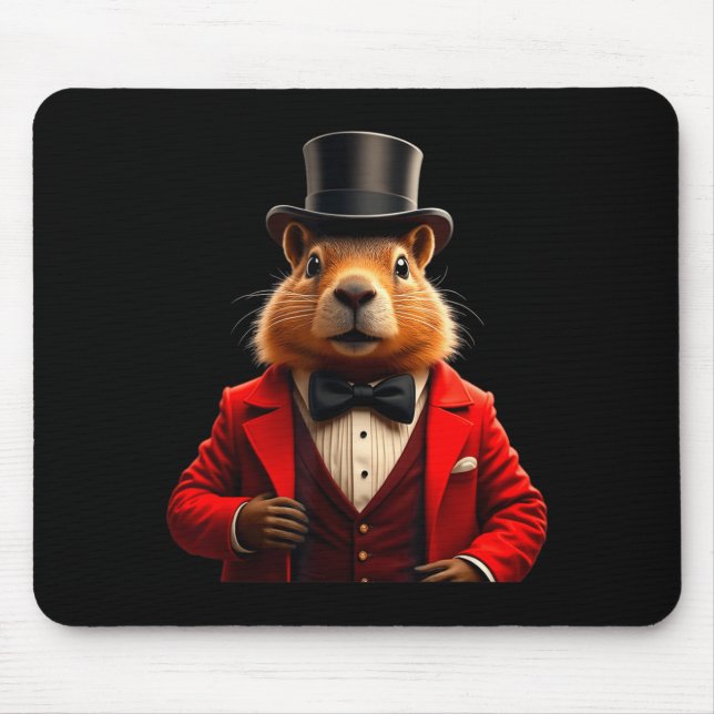 Glad Groundhog Day 2025 Groundhog Gentleman Hat  Musmatta (Framsidan)