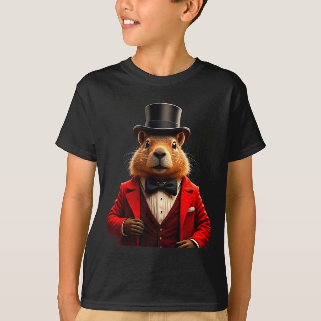 Glad Groundhog Day 2025 Groundhog Gentleman Hatt  T Shirt (Framsida)