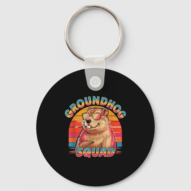 Glad Groundhog Day 2025 Rolig Groundhog Squad _1  Nyckelring (Framsida)