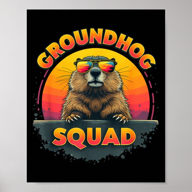 Glad Groundhog Day 2025 - Rolig Groundhog Squad Ap Poster (Framsidan)