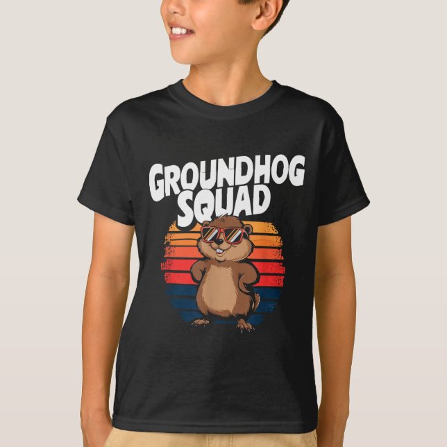 Glad Groundhog Day 2025 - Rolig Groundhog Squad  T Shirt (Framsida)