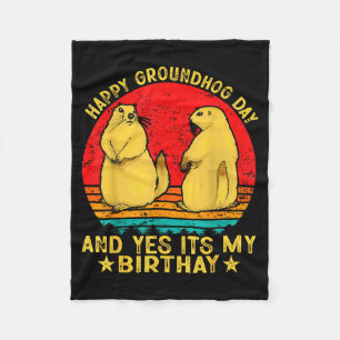 Glad Groundhog Day 2025 Rolig Retro Marmot Älskare Fleecefilt