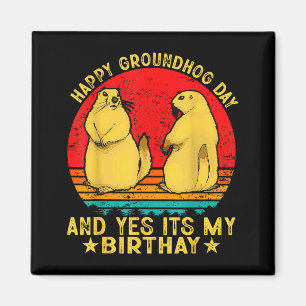 Glad Groundhog Day 2025 Rolig Retro Murmeldjur äls Magnet