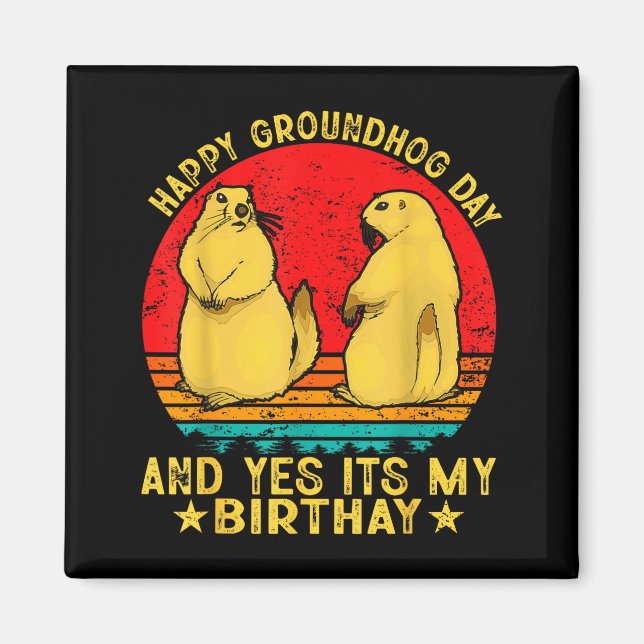 Glad Groundhog Day 2025 Rolig Retro Murmeldjur äls Magnet (Framsidan)