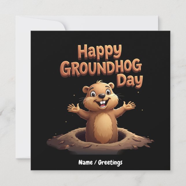 Glad Groundhog Day Firande med humor, kul Inbjudningar (Framsida)