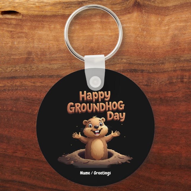 Glad Groundhog Day Firar med humor och kul Nyckelring (Framsida)