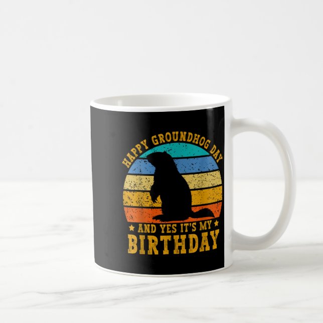 Glad Groundhog Day födelsedag Murmeldjur Roligt Gr Kaffemugg (Höger)