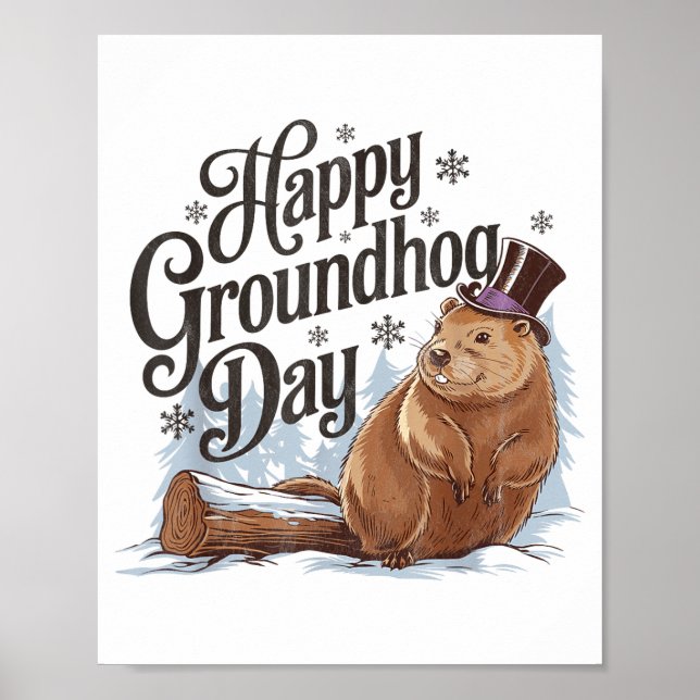 Glad Groundhog Day Jordpiggs Djur Kostym Män  Poster (Framsidan)