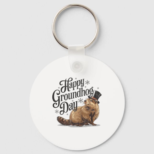 Glad Groundhog Day Jordpungsdjur Kostym Män  Nyckelring (Framsida)