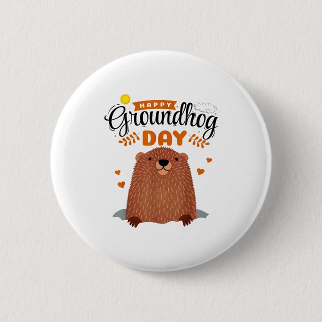 Glad Groundhog Day  Knapp (Framsida)