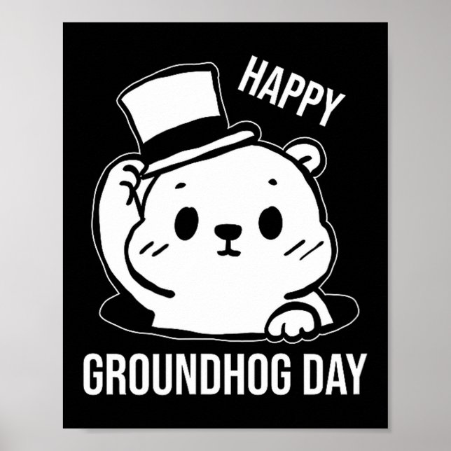 Glad Groundhog Day-linjär grafik  Poster (Framsidan)