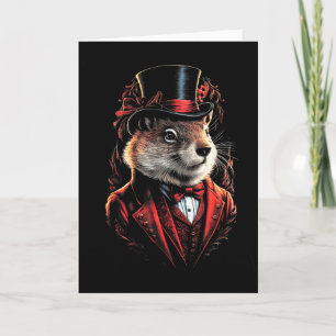 Glad Groundhog Day Mark Attired I Hatt Anim Kort