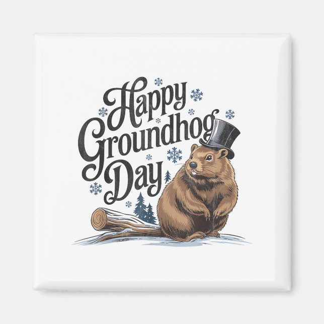 Glad Groundhog Day Mullvadskostym för män  Magnet (Framsidan)