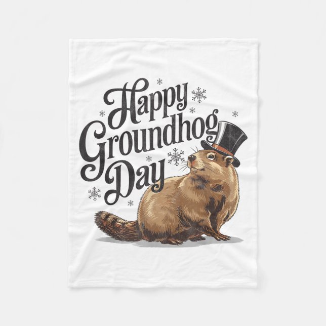Glad Groundhog Day Murmeldjur Kostym Män  Fleecefilt (Framsidan)