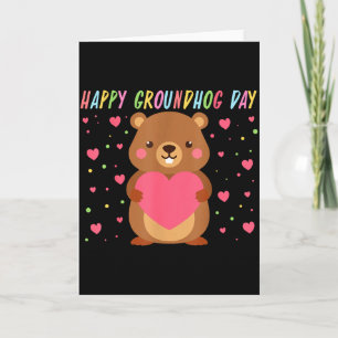 Glad Groundhog Day Murmeldjursdagen Söt Trädhuggar Kort
