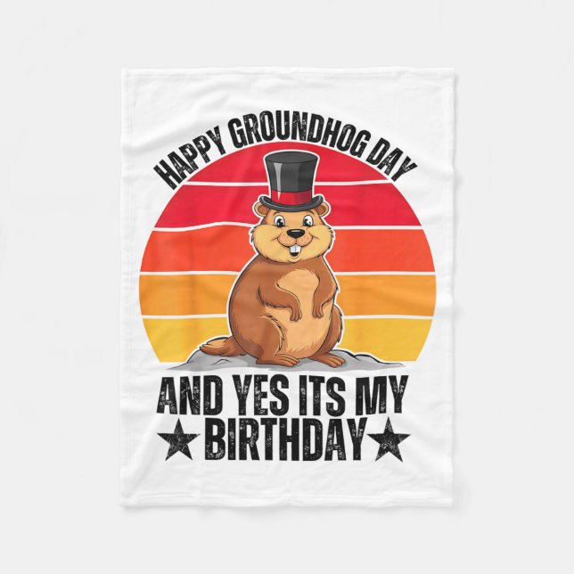 Glad Groundhog Day och ja det är min födelsedag Ro Fleecefilt (Framsidan)