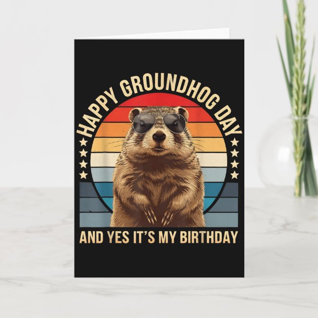 Glad Groundhog Day och ja det är min födelsedag Ro Kort (Framsida)