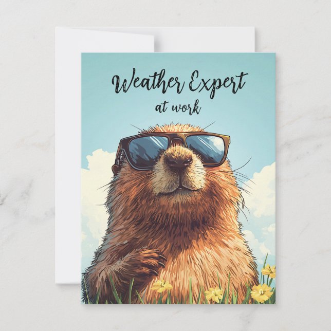 Glad Groundhog Day Rolig Färgrik Pipmurkla  Julkort (Framsida)
