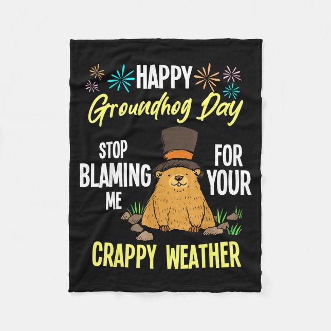 Glad Groundhog Day Rolig Groundhog Älskare  Fleecefilt (Framsidan)
