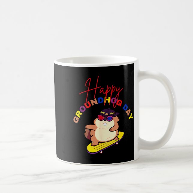 Glad Groundhog Day Rolig Groundhog Day Skateboard Kaffemugg (Höger)