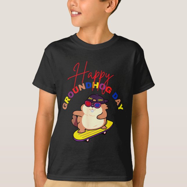 Glad Groundhog Day Rolig Groundhog Day Skateboard T Shirt (Framsida)