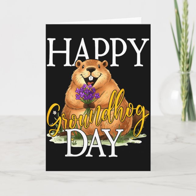 Glad Groundhog Day Rolig Groundhog Meme Djurälskar Kort (Framsida)