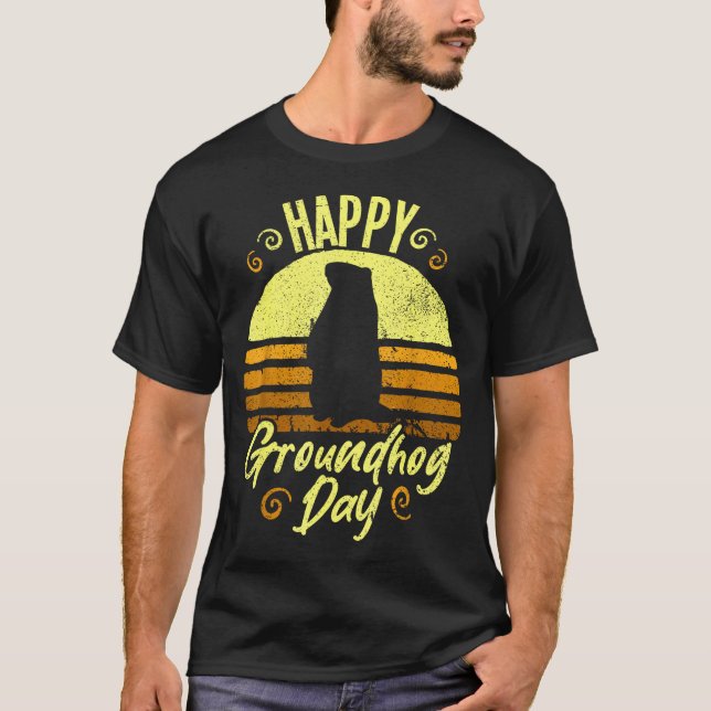 Glad Groundhog Day Rolig Groundhog  T Shirt (Framsida)