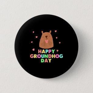Glad Groundhog Day Rolig Söt Ground Hog Djur L Knapp