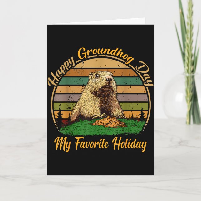 Glad Groundhog Day Rolig Söt Ground Hog Djur L Kort (Framsida)