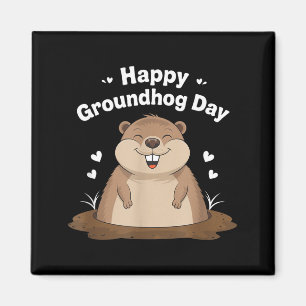 Glad Groundhog Day Rolig Söt Ground Hog Djur L Magnet