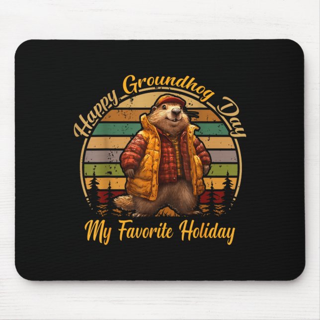 Glad Groundhog Day Rolig Söt Ground Hog Djur L Musmatta (Framsidan)