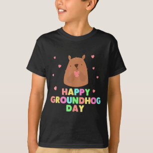 Glad Groundhog Day Rolig Söt Ground Hog Djur L T Shirt
