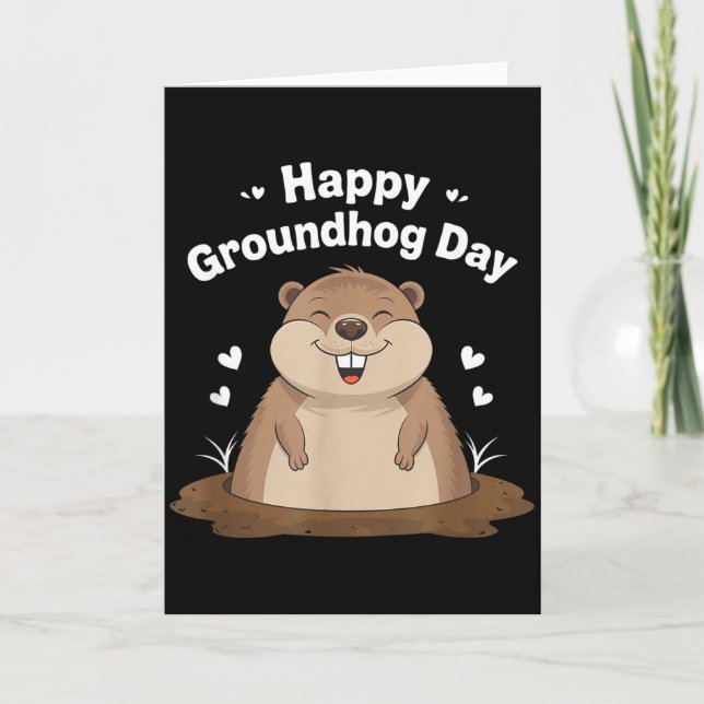 Glad Groundhog Day Roligt Sött Ground Hog Djur L Kort (Framsida)