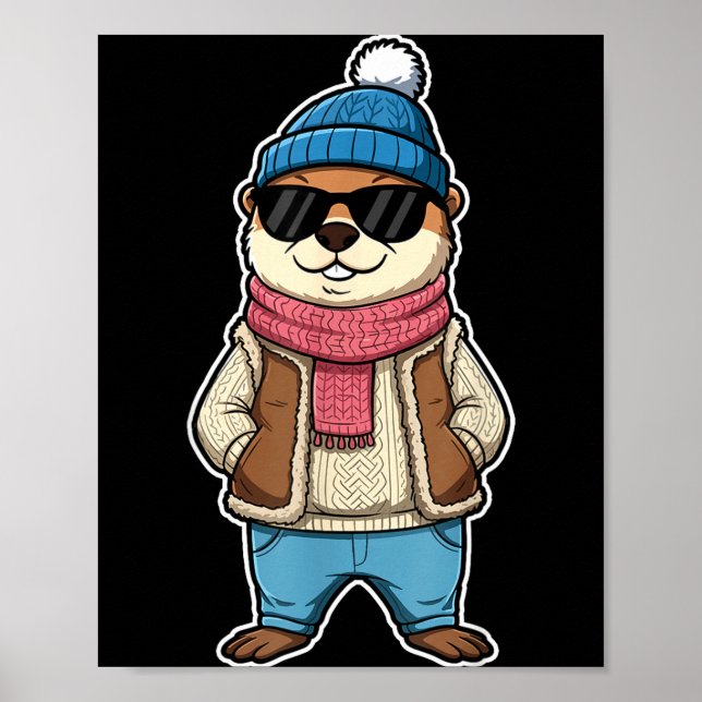 Glad Groundhog Day Skugga Söt Groundhog Rolig  Poster (Framsidan)