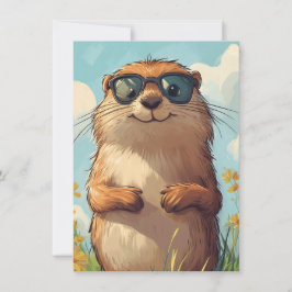 Glad Groundhog Day Söt Färgrik Jordpiggsvin Julkort