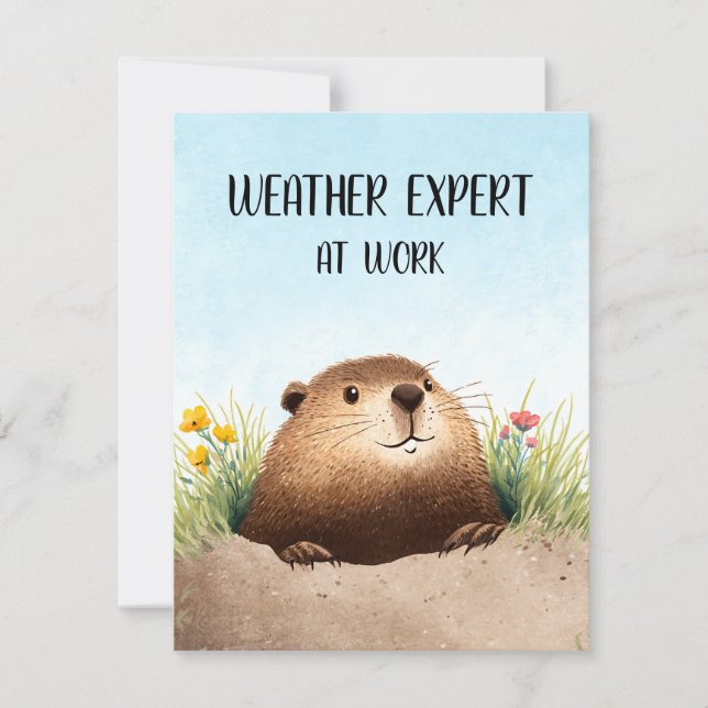 Glad Groundhog Day Söt Färgstark Jordpuka  Julkort (Framsida)