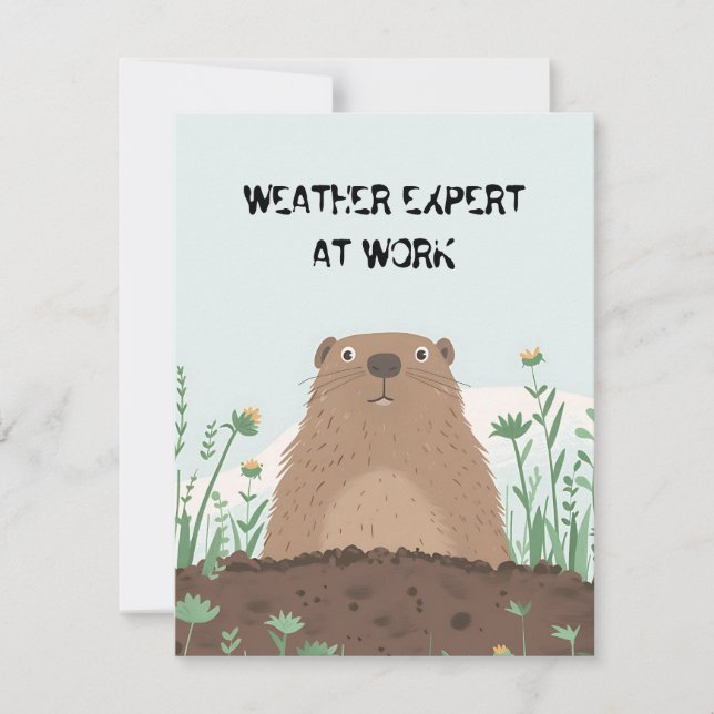 Glad Groundhog Day Söt Färgstark Jordpuka Julkort (Framsida)