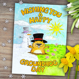 Glad Groundhog Day Vykort