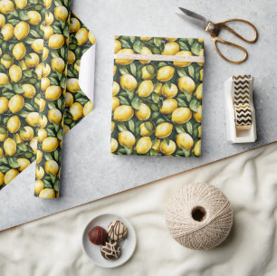 Glad Gul Akvarell Citron Illustration Presentpapper