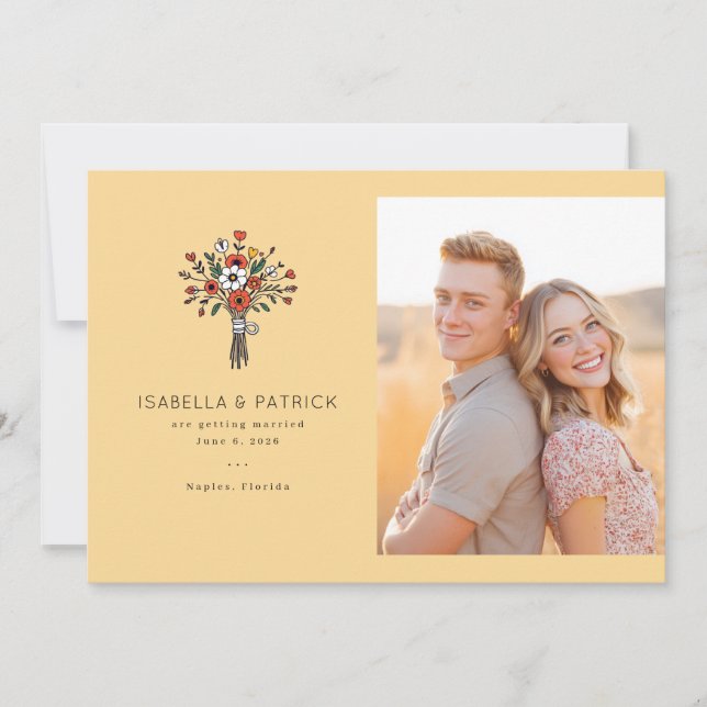 Glad gul blomfoto spara datumet (Framsida)