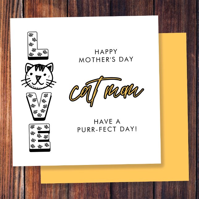 Glad Gul Morsdag Från Katten Purrfect Kort (Skapare uppladdad)