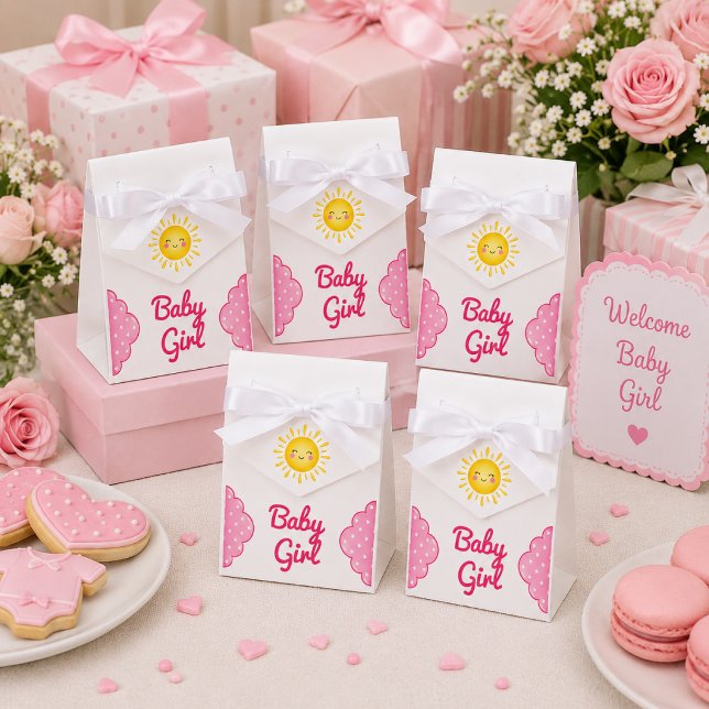Glad gul sol Babyflicka Babyshower Presentaskar (Skapare uppladdad)