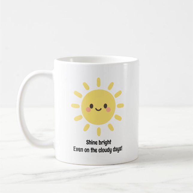 Glad Gul Solsken med ett Leende Ansikte  Kaffemugg (Vänster)