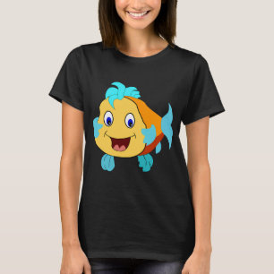 Glad Guld Fisk Tecknad Karaktär T Shirt
