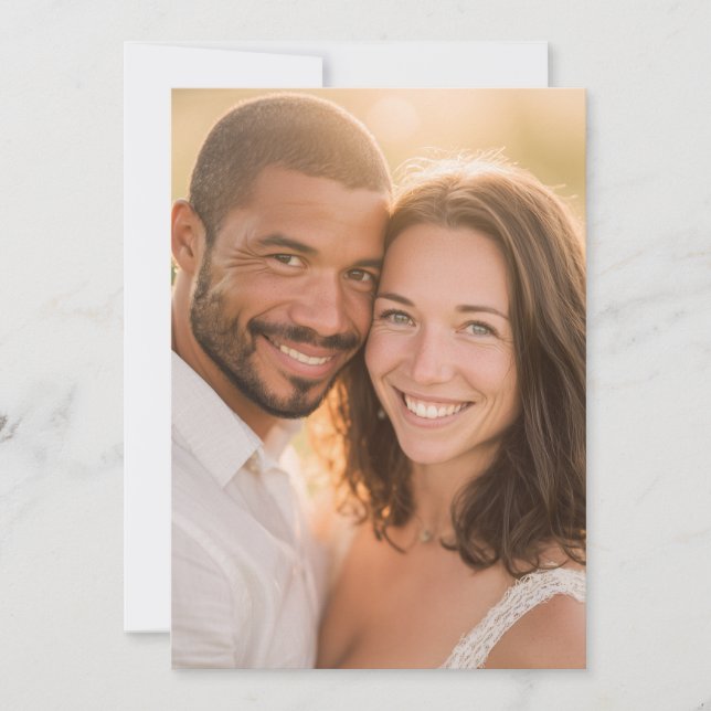 Glad Guld Romantisk Foto Inbjudningar (Framsida)