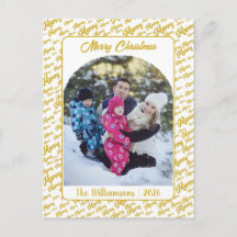 Glad Guld Typografi Jul Familjefoto