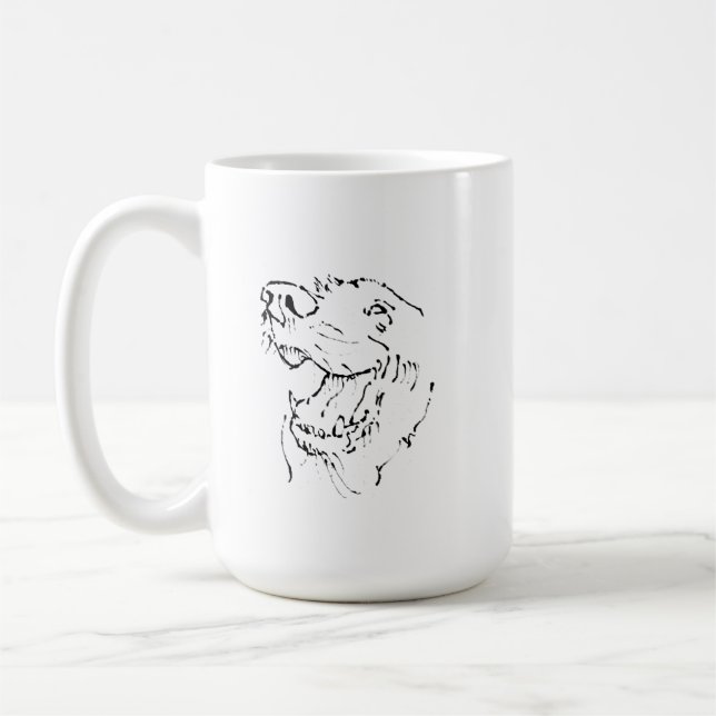 Glad guldbenskaffekopp bläckillustration kaffemugg (Vänster)