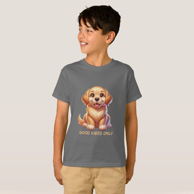 Glad gyllene hundvalp | Sött hundälskar-design T Shirt (Hel framsida)