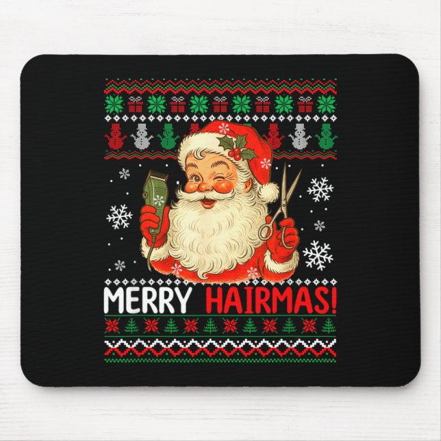 Glad Hairmas jultröja Tomte Frisör  Musmatta (Framsidan)